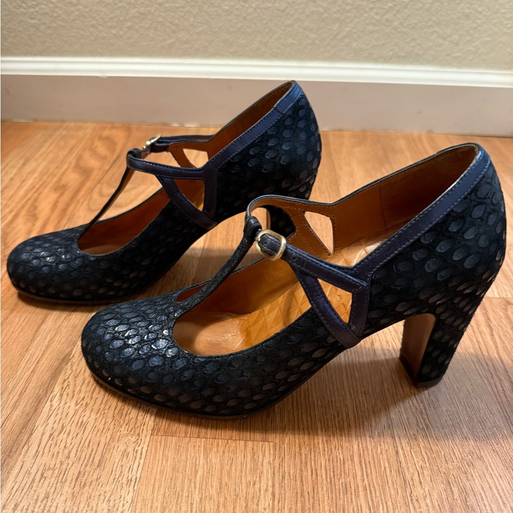 Elegant Navy Blue  T-Strap Heels - Chie Mihara